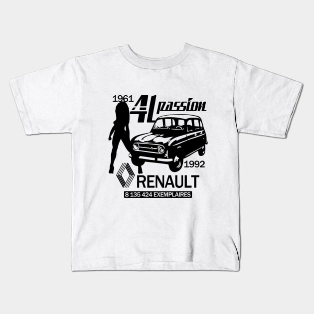 4L Passion Renault Kids T-Shirt by Extracom